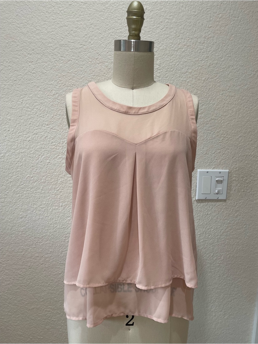 Monteau Soft Blush Pink Chiffon Tank Top